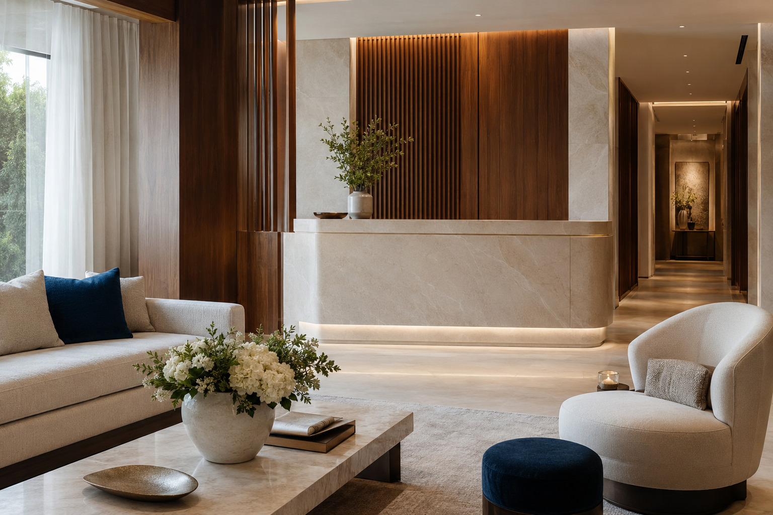 Elegant upscale hotel lobby